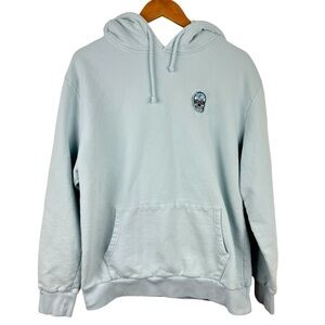 Suspicious Antwerp Baby Blue Skull Logo Hoodie Sweatshirt XL Embroidered Patch